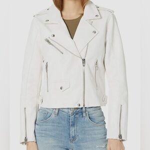 Blank NYC White Leather Biker Jacket